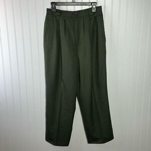Herman Geist Vintage High Waist Wool Trouser Pants Women 10 Green Pleated Lined